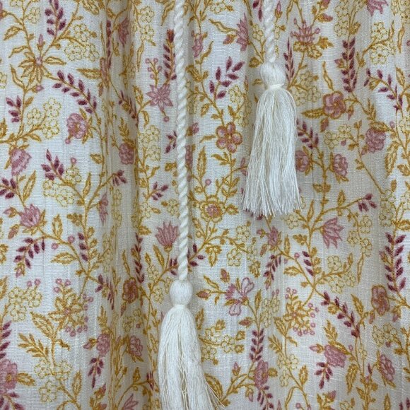 Wonderly Skirt Floral Print Midi Pull On Yellow Tassel Boho - Picture 3 of 11